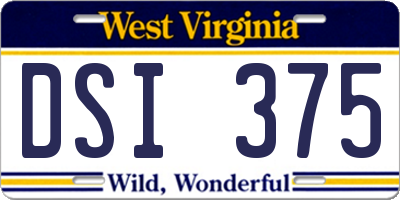WV license plate DSI375