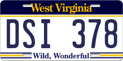 WV license plate DSI378