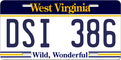 WV license plate DSI386