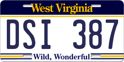 WV license plate DSI387