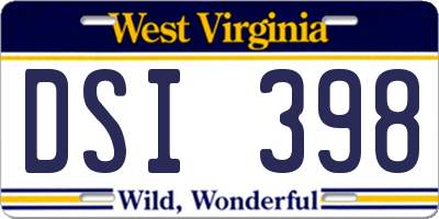 WV license plate DSI398