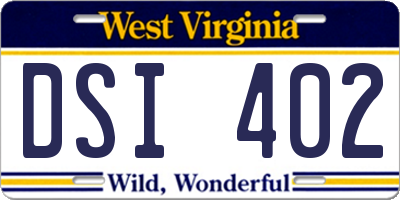 WV license plate DSI402