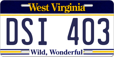 WV license plate DSI403