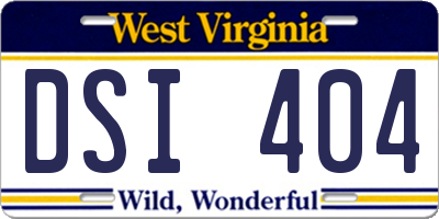 WV license plate DSI404