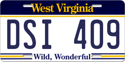 WV license plate DSI409
