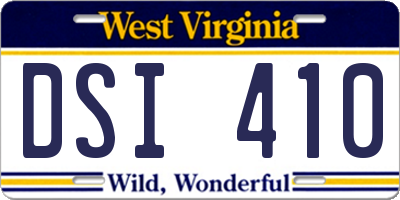WV license plate DSI410