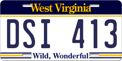 WV license plate DSI413
