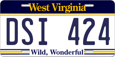 WV license plate DSI424