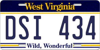 WV license plate DSI434