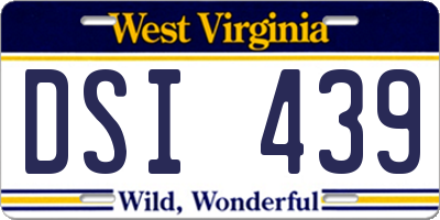 WV license plate DSI439