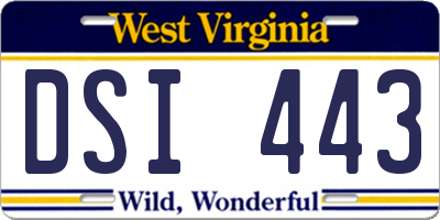 WV license plate DSI443