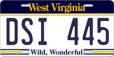 WV license plate DSI445