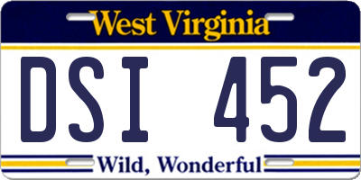 WV license plate DSI452