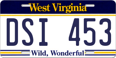 WV license plate DSI453