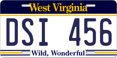 WV license plate DSI456