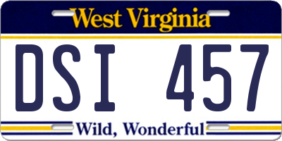 WV license plate DSI457