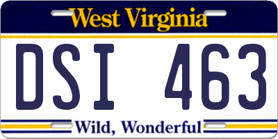 WV license plate DSI463