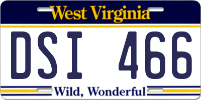 WV license plate DSI466
