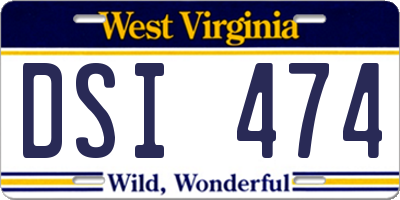WV license plate DSI474