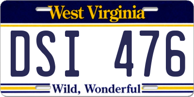 WV license plate DSI476