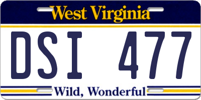 WV license plate DSI477