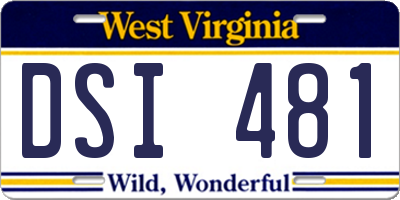 WV license plate DSI481