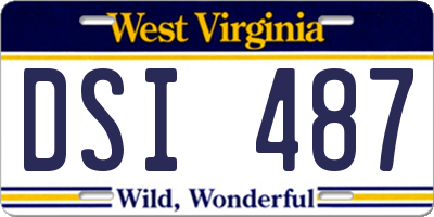 WV license plate DSI487
