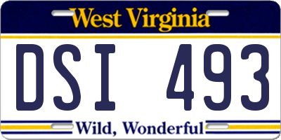 WV license plate DSI493