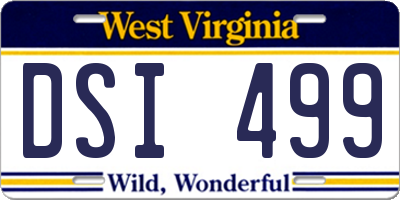 WV license plate DSI499