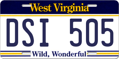 WV license plate DSI505