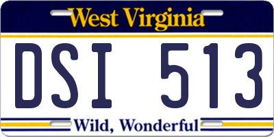 WV license plate DSI513