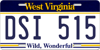 WV license plate DSI515
