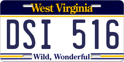 WV license plate DSI516