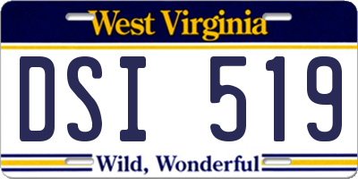 WV license plate DSI519