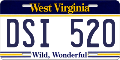 WV license plate DSI520
