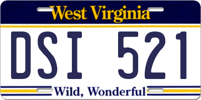 WV license plate DSI521