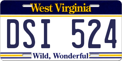WV license plate DSI524
