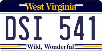 WV license plate DSI541