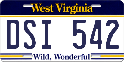 WV license plate DSI542