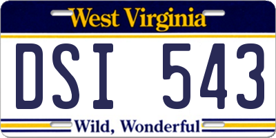 WV license plate DSI543