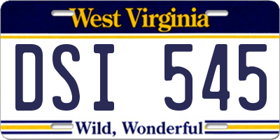 WV license plate DSI545