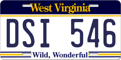 WV license plate DSI546