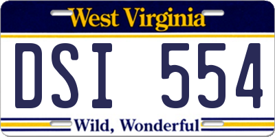 WV license plate DSI554