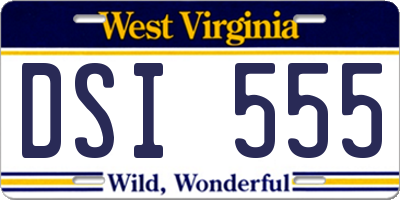 WV license plate DSI555