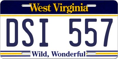 WV license plate DSI557