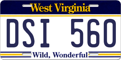 WV license plate DSI560