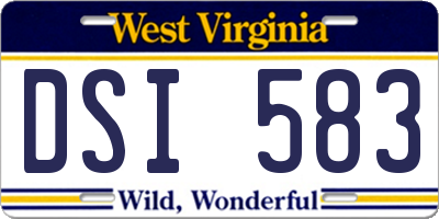 WV license plate DSI583