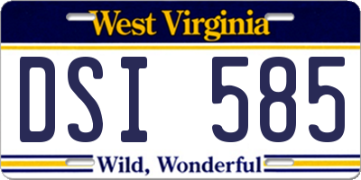 WV license plate DSI585
