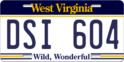 WV license plate DSI604