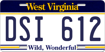 WV license plate DSI612